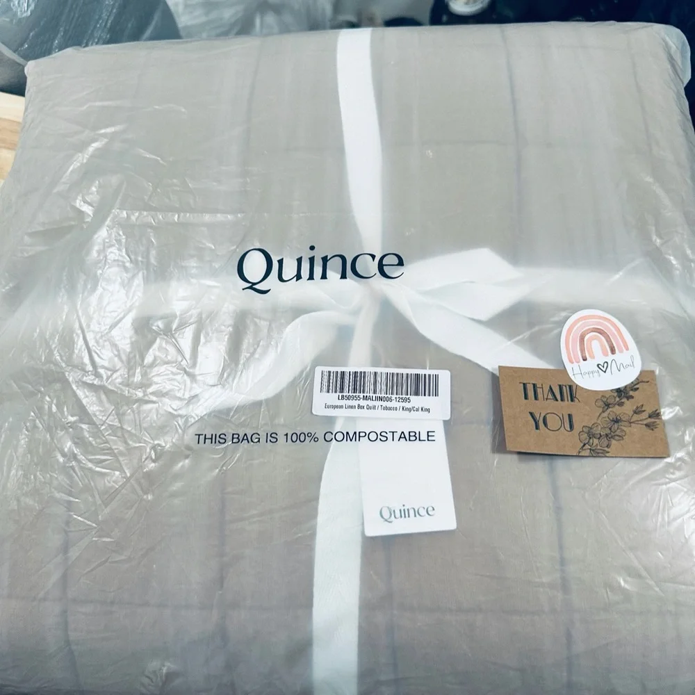 NWT QUINCE European Linen Box Quilt King/Cal King Tobacco 2455 - Picture 9 of 10